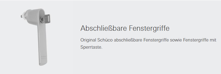 Schüco Abschließbare Fenstergriffe